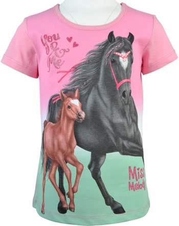 Miss Melody T-Shirt Kurzarm PFERD MIT FOHLEN prism pink