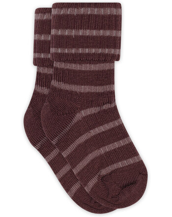 MP Denmark Baby-Socken 'Viggy' aus Wolle mit Streifen - Grape Skin