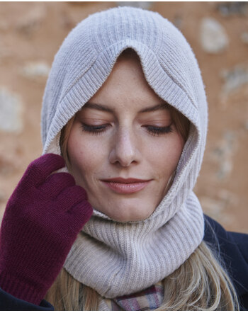 MP Denmark Damen-Balaclava aus Merinowoll-/Kaschmirmischung - Beige Melange