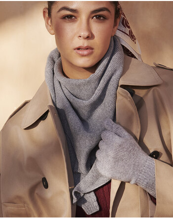 MP Denmark Damen-Dreiecksschal 140 × 55 cm 'Copenhagen Scarf' aus Merinowolle/Kaschmir - Medium Grey Melange