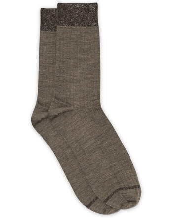 MP Denmark Damen-Socken 'Erina' aus Wolle mit Rippstrick-Struktur - Brown Melange