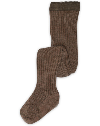 MP Denmark Rippstrick-Strumpfhose 'Arien' aus Wolle und Baumwolle - Brown Melange