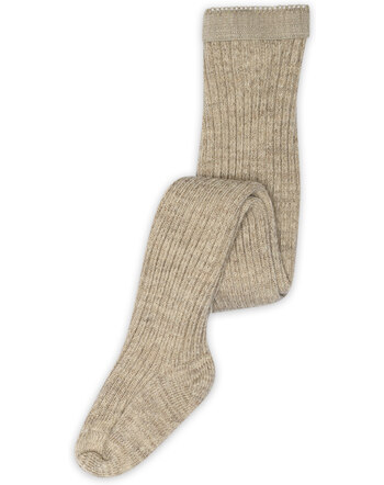 MP Denmark Rippstrick-Strumpfhose 'Arien' aus Wolle und Baumwolle - Light Brown Melange