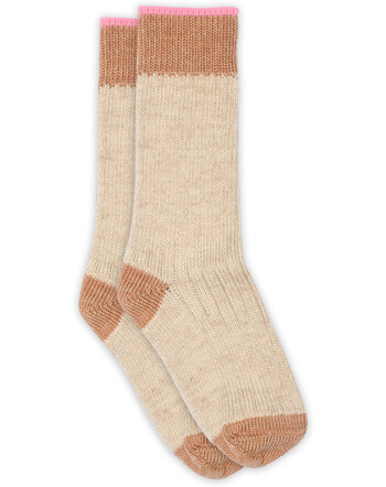 MP Denmark Socken für Kinder und Erwachsene 'Ully Long' aus Merinowolle und Baumwolle - Beige Melange