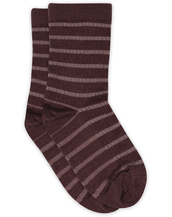 MP Denmark Wollsocken im Streifen-Design aus Merinowolle - Grape Skin