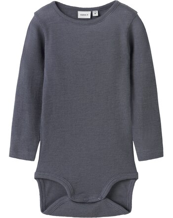 Name it Baby-Long-Sleeved-Bodysuit made of merino wool and silk NBMWOSSA - Folkstone Gray