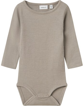 Name it Baby-Long-Sleeved-Bodysuit made of merino wool and silk NBMWOSSA - Satellite