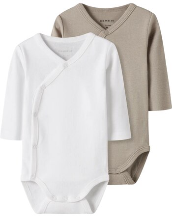 Name it Baby-Langarm-Wickelbodys im 2er-Pack aus 100 % Baumwolle NBNBODY - Pure Cashmere