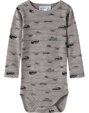 Name it Baby-Langarmbody aus 100 % Merinowolle mit Fahrzeugen NBMWANG NOOS - Satellite