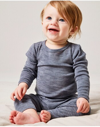 Name it Baby-Langarmbody aus 100% Merinowolle NBNWAX NOOS - Folkstone Gray