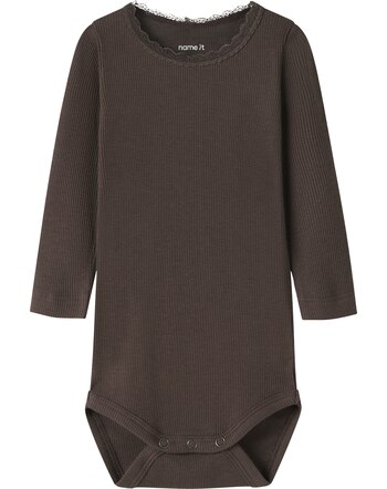 Name it Baby-Langarmbody aus Bio-Baumwolle und Modal NBFKAB - French Roast