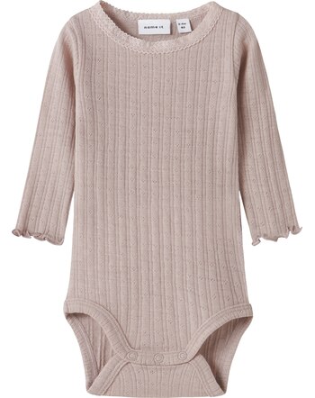 Name it Baby-Long-Sleeved-Bodysuit made of merino wool and silk NBFWOSSA - Shadow Gray