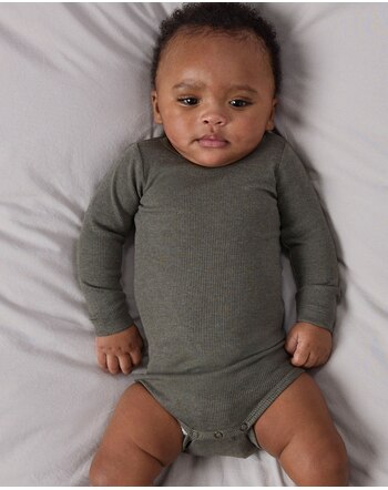 Name it Baby-Langarmbody aus Bio-Baumwolle und Modal mit Rippstruktur NBNKAB - Dusty Olive