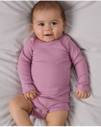 Name it Baby-Langarmbody aus Bio-Baumwolle und Modal mit Rippstruktur NBNKAB - Lilas