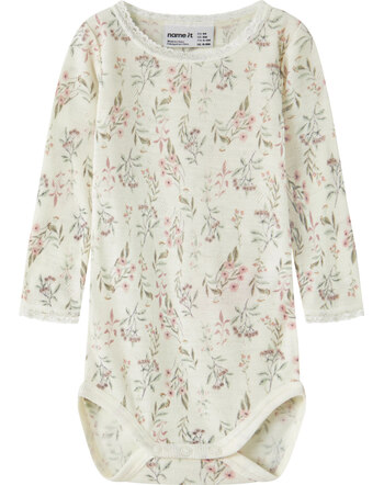Name it Baby-Langarmbody aus 100 % Merinowolle mit Blumenmuster NBFWANG NOOS - Snow White