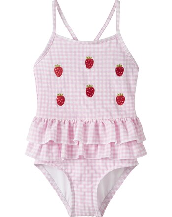 Name it Badeanzug mit Karomuster und Erdbeeren NMFZAMMER - Cotton Candy