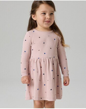 Name it Kleid aus Bio-Baumwolle mit Rippstruktur und Herzen NMFNUTTI - Burnished Lilac