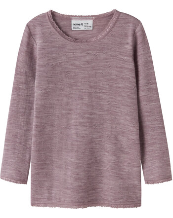 Name it Langarmshirt aus 100 % Merinowolle mit Ajourmuster NMFWANG NOOS - Toadstool