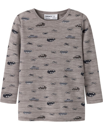 Name it Langarmshirt aus 100 % Merinowolle mit Fahrzeugen NMMWANG NOOS - Satellite