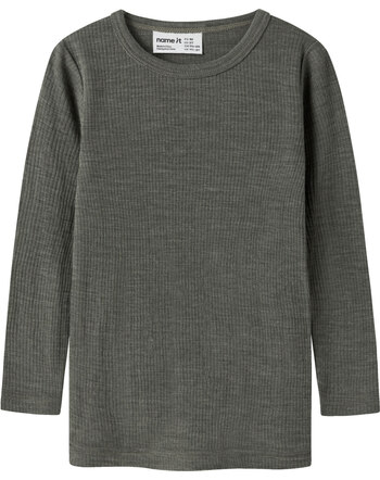 Name it Langarmshirt aus 100 % Merinowolle mit Rippstruktur NMNWAX NOOS - Mulled Basil