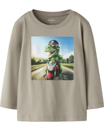 Name it Langarmshirt aus 100 % Baumwolle mit Dino-Print NMMVOTO - Vintage Khaki