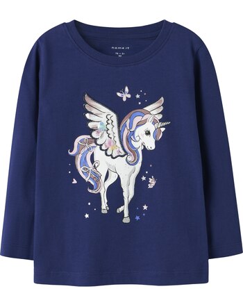 Name it Langarmshirt aus 100% Baumwolle mit Einhorn NMFNINNA - Blueprint