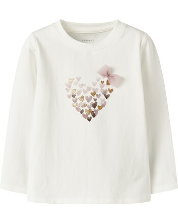 Name it Langarmshirt aus Baumwolle mit Herzen NMFNIVA - Cloud Dancer
