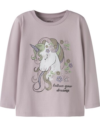Name it Langarmshirt aus Bio-Baumwolle mit Einhorn NMFTULINEA - Dawn Pink