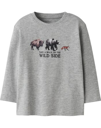 Name it Langarmshirt aus Bio-Baumwolle mit Wildtieren NMMORIS - Grey Melange