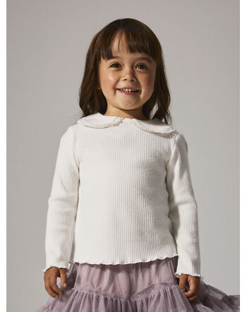 Name it Langarmshirt aus Viskose mit Kragen NMFBAILA - Bright White