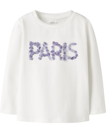 Name it Langarmshirt aus Baumwolle mit Tüll-Schriftzug NMFNAGINO - Cloud Dancer