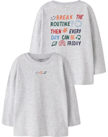 Name it Langarmshirt aus Bio-Baumwolle mit buntem Print NMMLANE - Light Grey Melange