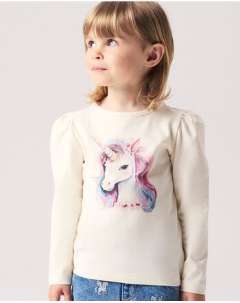 Name it Langarmshirt aus Bio-Baumwolle mit Einhorn-Print NMFKIMA - Antique White