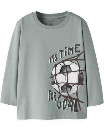 Name it Langarmshirt aus Bio-Baumwolle mit Fussball-Print NMMLEANDER - Green Milieu