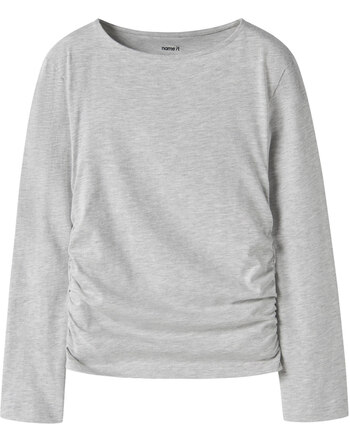 Name it Langarmshirt aus 100 % Bio-Baumwolle mit Raffungen NKFOFRANSA - Light Grey Melange