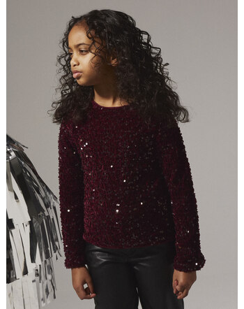 Name it Langarmshirt mit Pailletten NKFRUSITTA - Burgundy