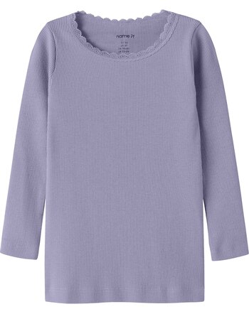 Name it Langarmshirt NMFKAB aus Bio-Baumwolle und Modal - Lavender Gray
