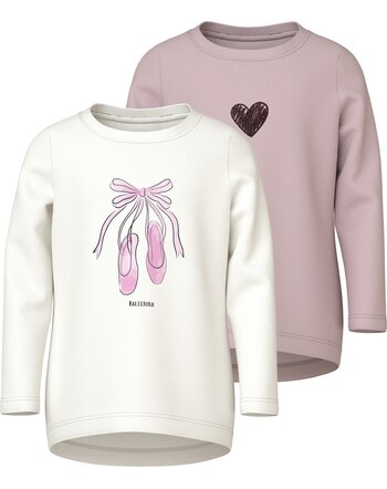 Name it Langarmshirts aus Bio-Baumwolle 2er-Pack NMFVIX - Burnished Lilac/Cloud Dancer