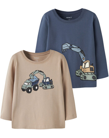 Name it Langarmshirts im 2er-Pack aus Bio-Baumwolle NMMKARKE - Sesame