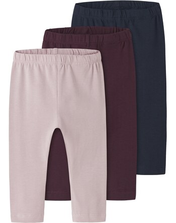 Name it Leggings 3er-Pack aus Bio-Baumwolle NBFVUVIVIAN - Burnished Lilac/Fig/Navy Blazer