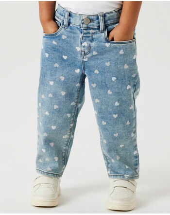 Name it Mom-Shaped-Jeans aus Baumwolle mit Herzen NMFBELLA - Medium Blue Denim
