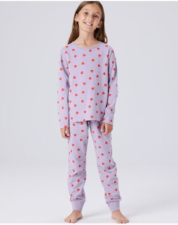 Name it Pyjama aus Bio-Baumwolle mit Herzen NKFNIGHTSET - Lavender Gray