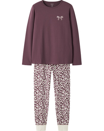 Name it Pyjama aus Bio-Baumwolle mit Leo-Print NKFNIGHTSET - Antique White