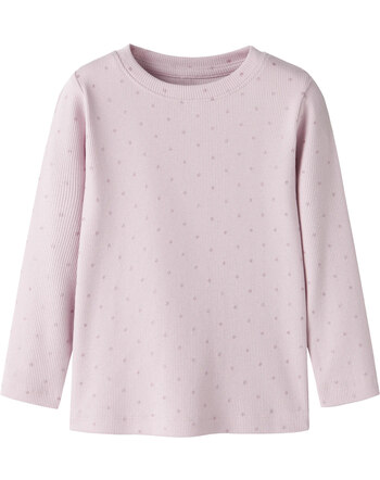 Name it Rippstrick-Langarmshirt aus Bio-Baumwolle mit Glitzer-Punkten NMFODELE - Light Lilac
