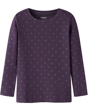 Name it Rippstrick-Langarmshirt aus Bio-Baumwolle mit Glitzer-Punkten NMFODELE - Navy Cosmos