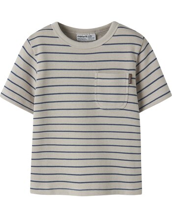 Name it Rippstrick-T-Shirt aus 100 % BIo-Baumwolle mit Brusttasche NMMHAKAN - Chateau Gray