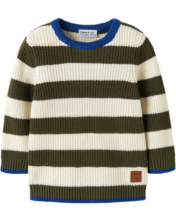 Name it Strick-Pullover aus 100 % Bio-Baumwolle im Streifendesign NMMNEREUS - Olive Night