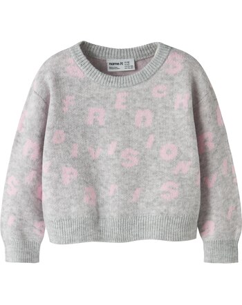 Name it Strick-Pullover mit Buchstaben NMFOLINE - Light Grey Melange