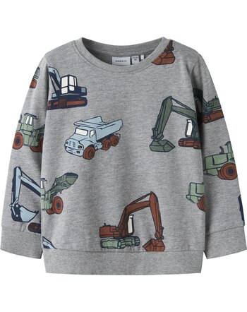 Name it Sweatshirt made of 100% cotton with construction vehicles NMMNENEAN - Grey Melange