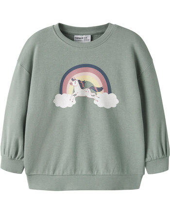 Name it Sweatshirt aus 100 % Baumwolle mit Regenbogen NMFVALONA - Green Milieu